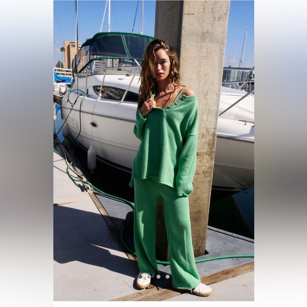 Free People Beach Hailee Sweater 2 Piece Set sz XS “Evergreen”